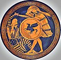 Image 21Greek hoplite and Persian warrior depicted fighting, on an ancient kylix, 5th century BC (from Ancient Greece)