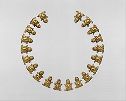 Frog-shaped necklace ornaments; 15th–early 16th century; gold; height: 2.1 cm (0.83 in); Metropolitan Museum of Art (New York City)