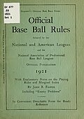 Image 5Cover of Official Base Ball Rules, 1921 edition, used by the American League and National League (from Rules of baseball)