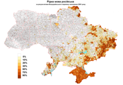 Percentage of population whose native language is Russian.