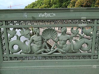 Cast iron railing detail of the Schlossbrücke, Berlin, by Karl Friedrich Schinkel, designed in 1819 and produced in 1824