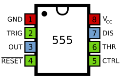 Pinout of 555 single timer