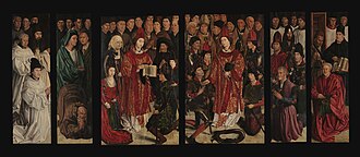 Six paintings attributed to Nuno Gonçalves presenting a 58 people of the Court and various groups of Portuguese society at that time, gathered together around the double figuration of St. Vincent with expressive look of concentration on their faces, engaged in an act of veneration.