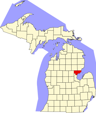 Map of Michigan highlighting Arenac County