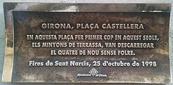 Plate dedicated to Minyons de Terrassa