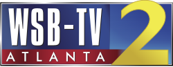 A blue rectangle with the text "WSB-TV", the station, with a thin, red strip at the bottom with the text "ATLANTA", the city of license, and a 2 is on the right.