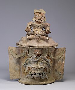 Urn with jaguar deity lid, Late Classic (Walters Art Museum)