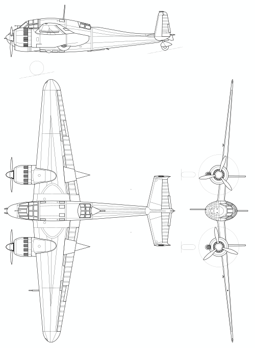 File:Breguet 693 3-view line drawing.svg