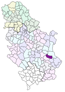 Location of Svrljig municipality in Serbia