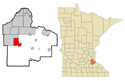Location of the city of Farmingtonwithin Dakota County, Minnesota