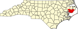Location of Hyde County within North Carolina