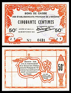 Fifty French Polynesian centimes, by G. Reboul-Salze and Jean C. Ferrand