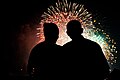 Barack Obama and Michelle Obama watching fireworks