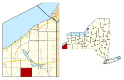 Location within Chautauqua County and New York state
