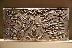 Two immortals, Dengzhou painted stone-relief [zh], Liu Song dynasty.