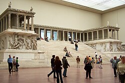 The ancient Altar of Pergamon, reconstructed at the Pergamon museum, Berlin.