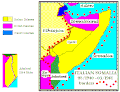 Image 55Map of Italian Somaliland in 1940, when was added the British Somaliland (after the previous addition of the Ogaden in 1936) (from History of Somalia)