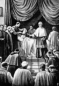 Cardinal Camerlengo certifying a papal death.