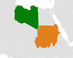 Map indicating locations of Libya and Sudan