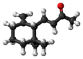 Ball-and-stick model of the gamma-ionone molecule