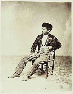 Andalusian, in "Majo" dress, wearing a sombrero calañes