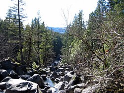 The Rogue River flowing through the Avenue of the Giant Boulders at the Prospect State Scenic Viewpoint