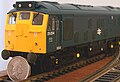 Prototype model of an OO scale British Railways Class 25 shown with an 18 mm diameter coin for size