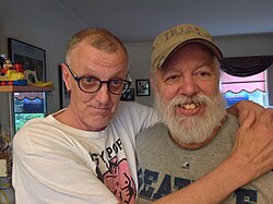 Uno (right) with Rob Morgan of Popllama band The Squirrels, 2017