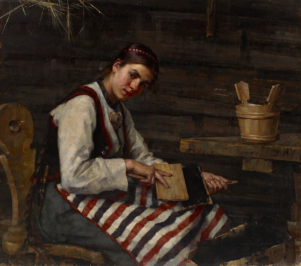 File:Maria Wiik - Girl Carding.jpg