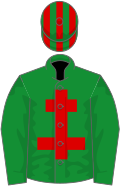 Green, red cross of lorraine, striped cap