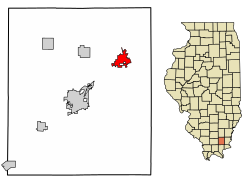 Location of Eldorado in Saline County, Illinois.