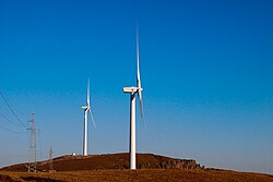 Onshore horizontal-axis wind turbines in Zhangjiakou, Hebei, China