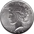 A Peace dollar, obverse side