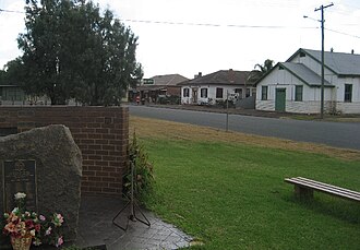 War memorial, hall, ex-bank and pub