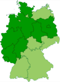 Current German states that were completely or mostly situated inside the borders of the Kingdom of Prussia in the German Empire