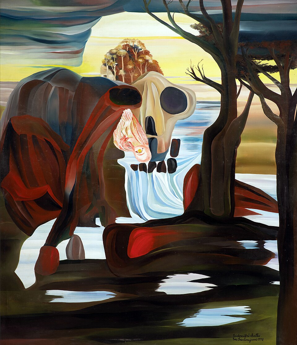 File:Eva Švankmajerová, Existenciální chvilka,1978, olej,130x150cm.jpg
