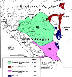 Insurgency area in Nicaragua (1988)​​‌