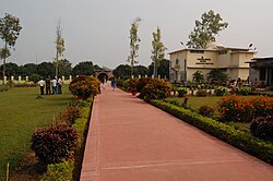 The Vikramashila Museum at the entrance of the Excavation site.  It holds many exhibits which have been excavated from the ruins, these include monuments, art figures, utensils, coins, weapons and jewellery.