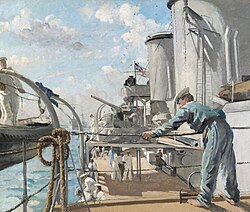 Lowering the Whaler (HMS Coventry)