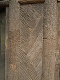 An element of a pheasant house inlaid with bark in the Sofiyivka Park
