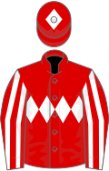 Red, white triple diamond, striped sleeves, diamond on cap
