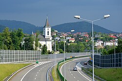Centre of Lipnik cut through by the S1 Expressway (2018)