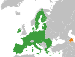 Map indicating locations of European Union and Azerbaijan