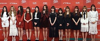 Iz*One at the 33rd Golden Disc Awards in 2019L–R: Hyewon, Chaeyeon, Minju, Hitomi, Eunbi, Wonyoung, Sakura, Nako, Yuri, Chaewon, Yena, and Yujin
