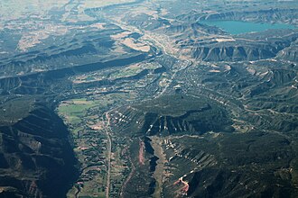 Aerial view of Durango and the surrounding area