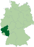Map of Germany: Position of Rheinland-Pfalz highlighted