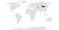 Location map for Mongolia and Uzbekistan.