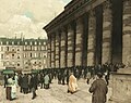 The Paris stock exchange, signed lower right in pencil