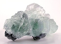 Pastel green fluorite crystal on galena