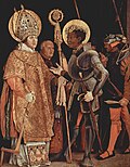 Cardinal Albert as Saint Erasmus with Saint Mauritius (Matthias Grünewald, c. 1520)